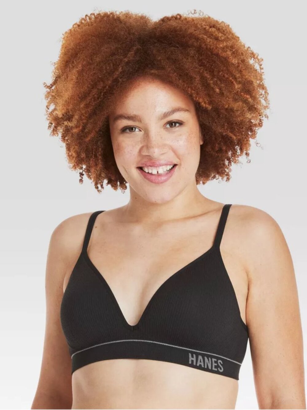 Hanes Originals Women's Ribbed Seamless Contour Bra MHB004 - Black S
